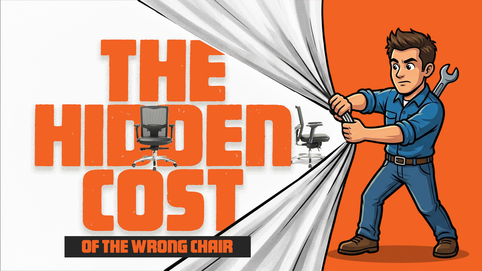 An office worker shifting uncomfortably in a poorly fitted chair